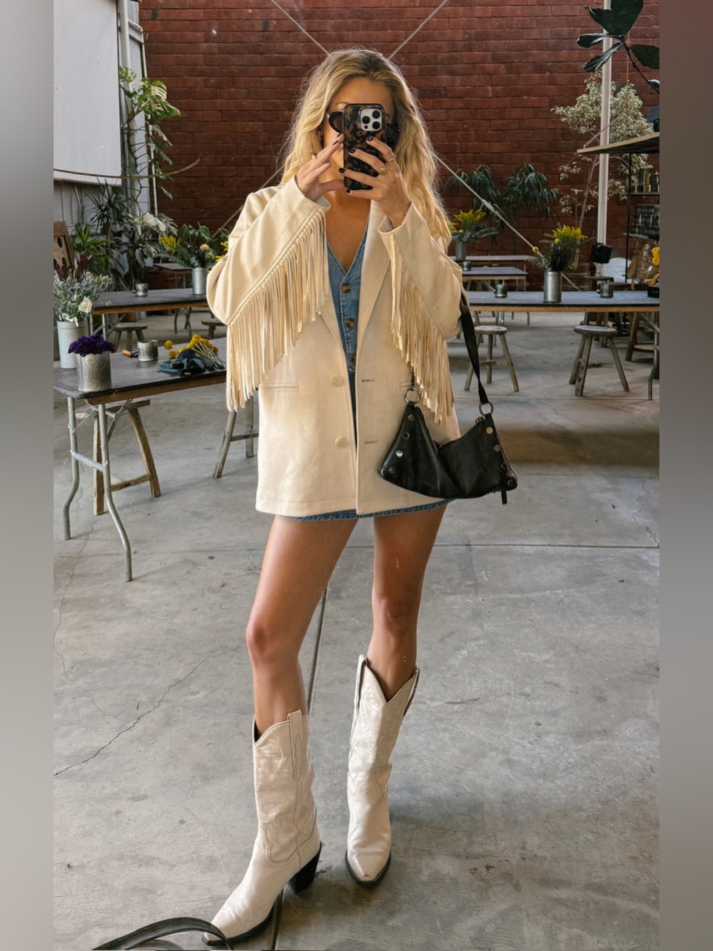 NWT Show Me Your Mumu Sierra Fringe Jacket size Medium M Cream Faux Suede